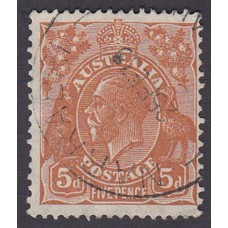 Australian  King George V  5d Brown   Wmk  C of A  Plate Variety 3L36..